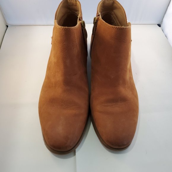 Franco Sarto Ankle Boots Brown Gold Buckle Sz 8.5